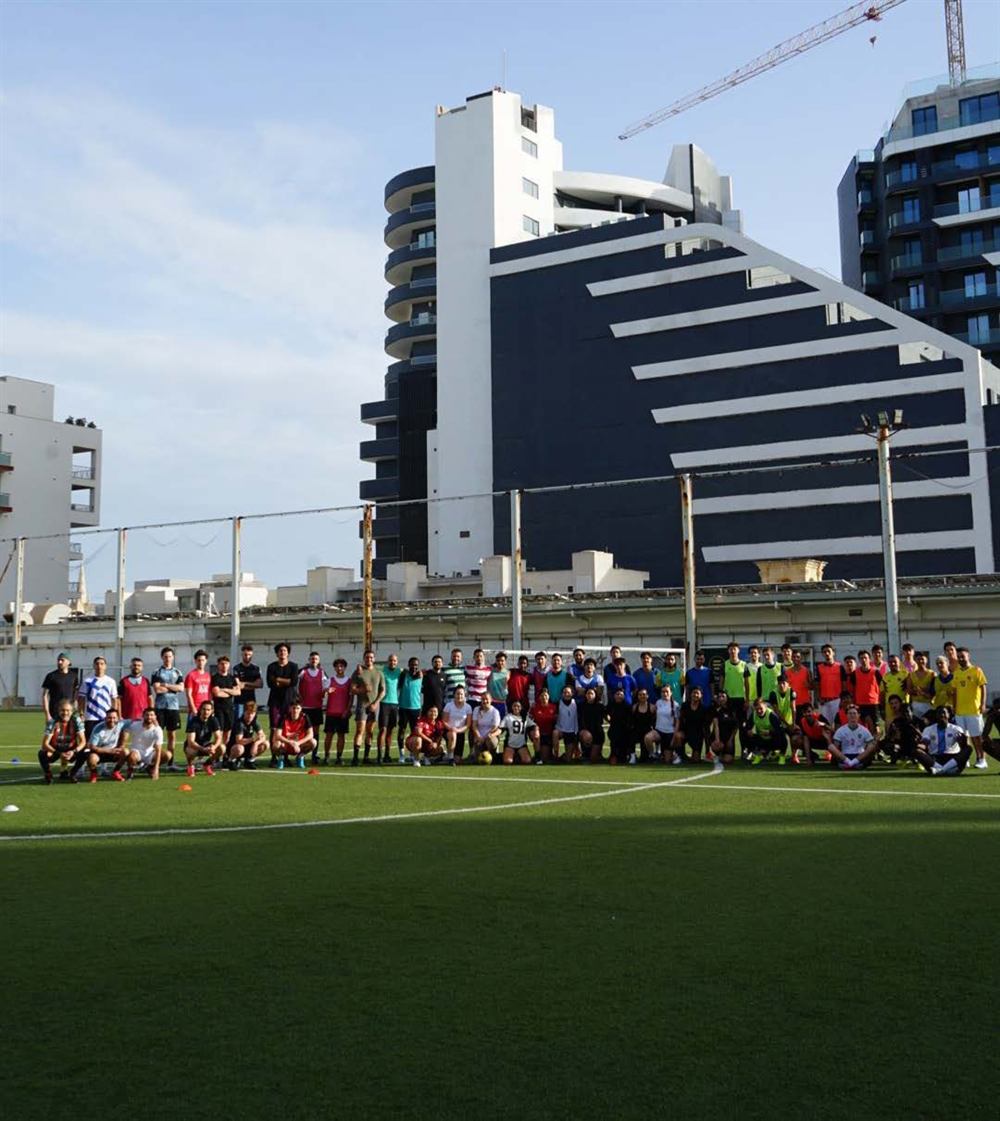 Around sixty players of many nationalities gathered on a pitch in Tigné